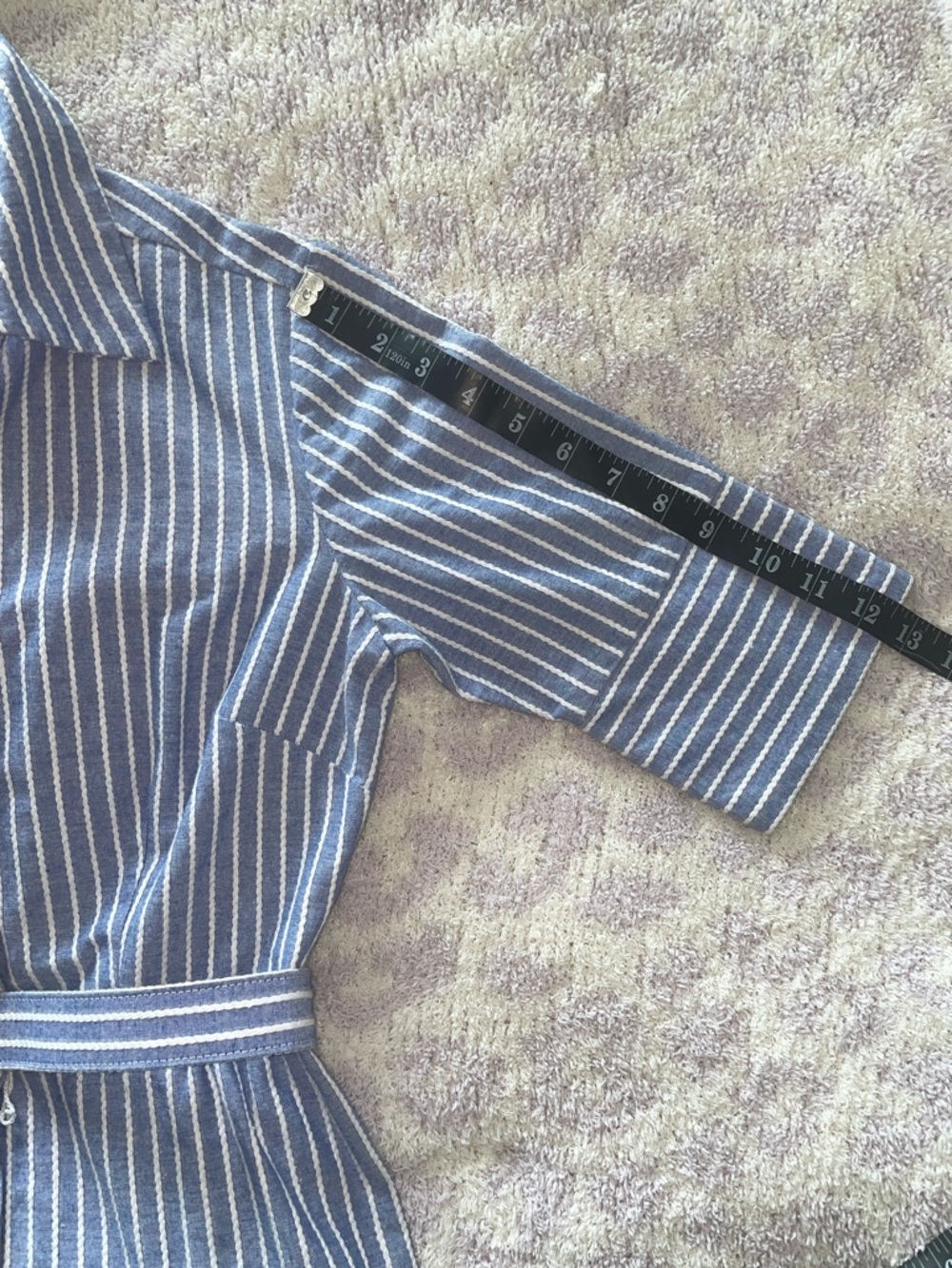 1901 Stripe Belted Shirtdress Sz 4 Petite - Picture 8 of 16